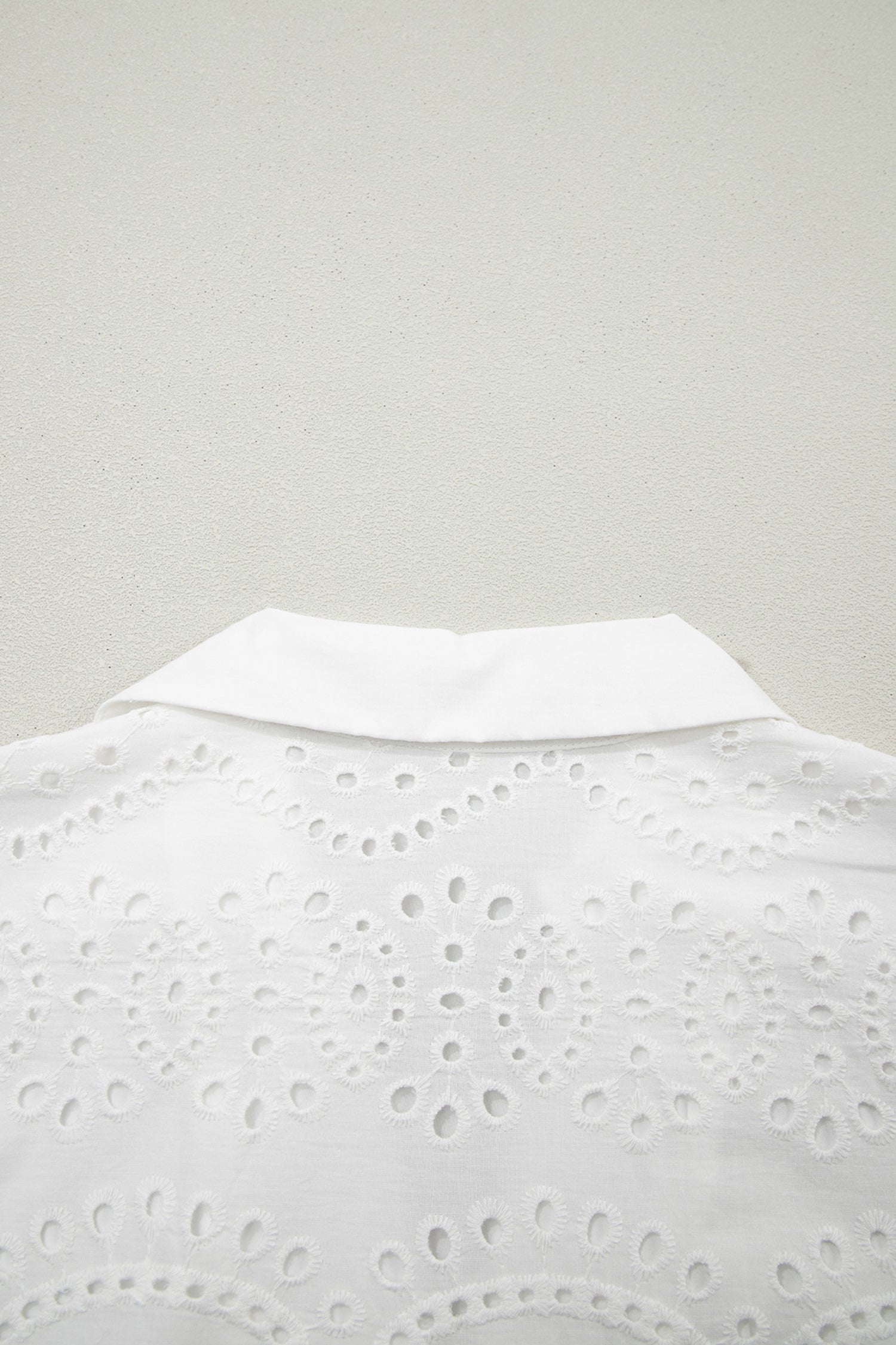 Green Solid Color Eyelet Embroidered T Shirt Mini Dress