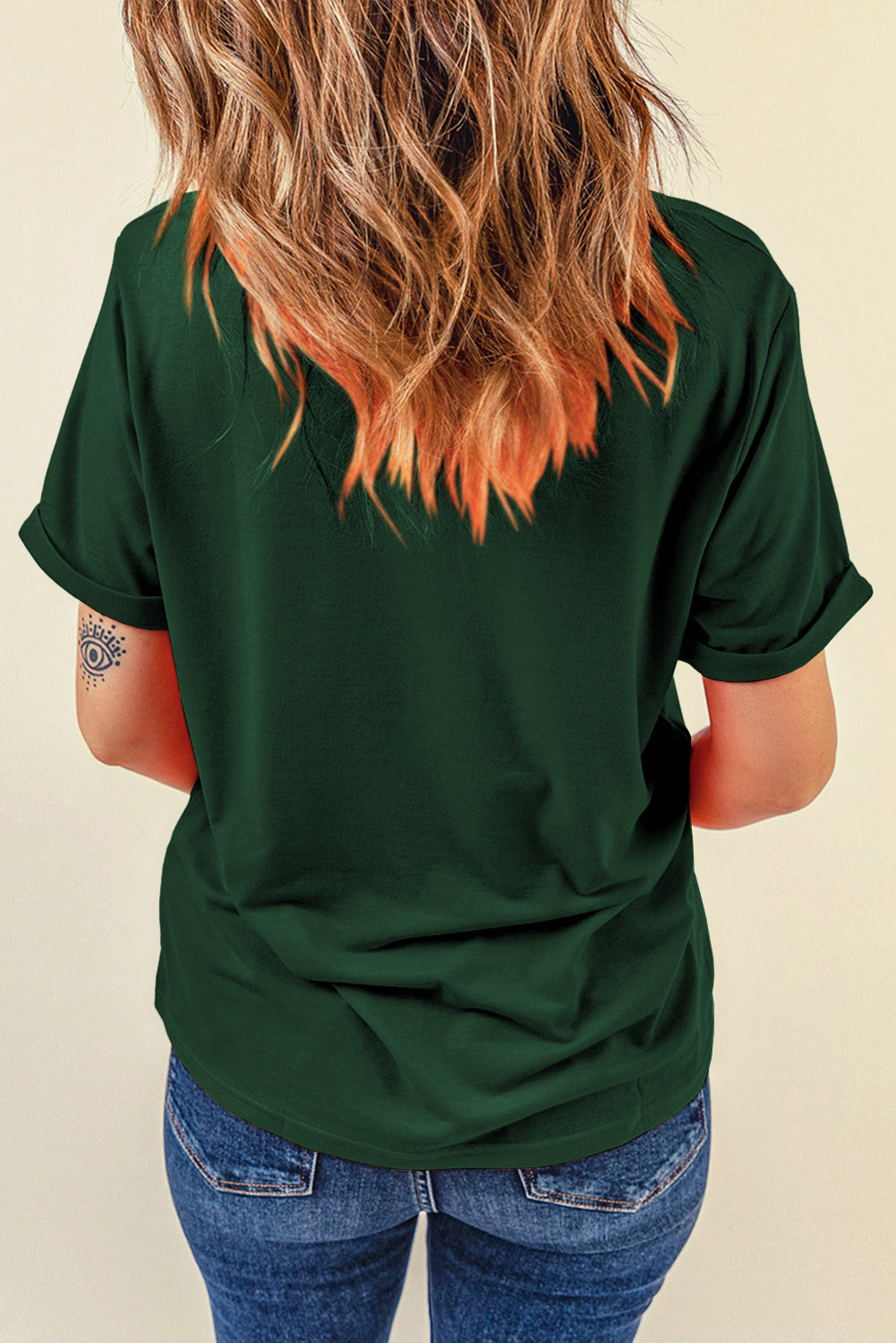 Dearlove Red Casual Plain Crew Neck Tee