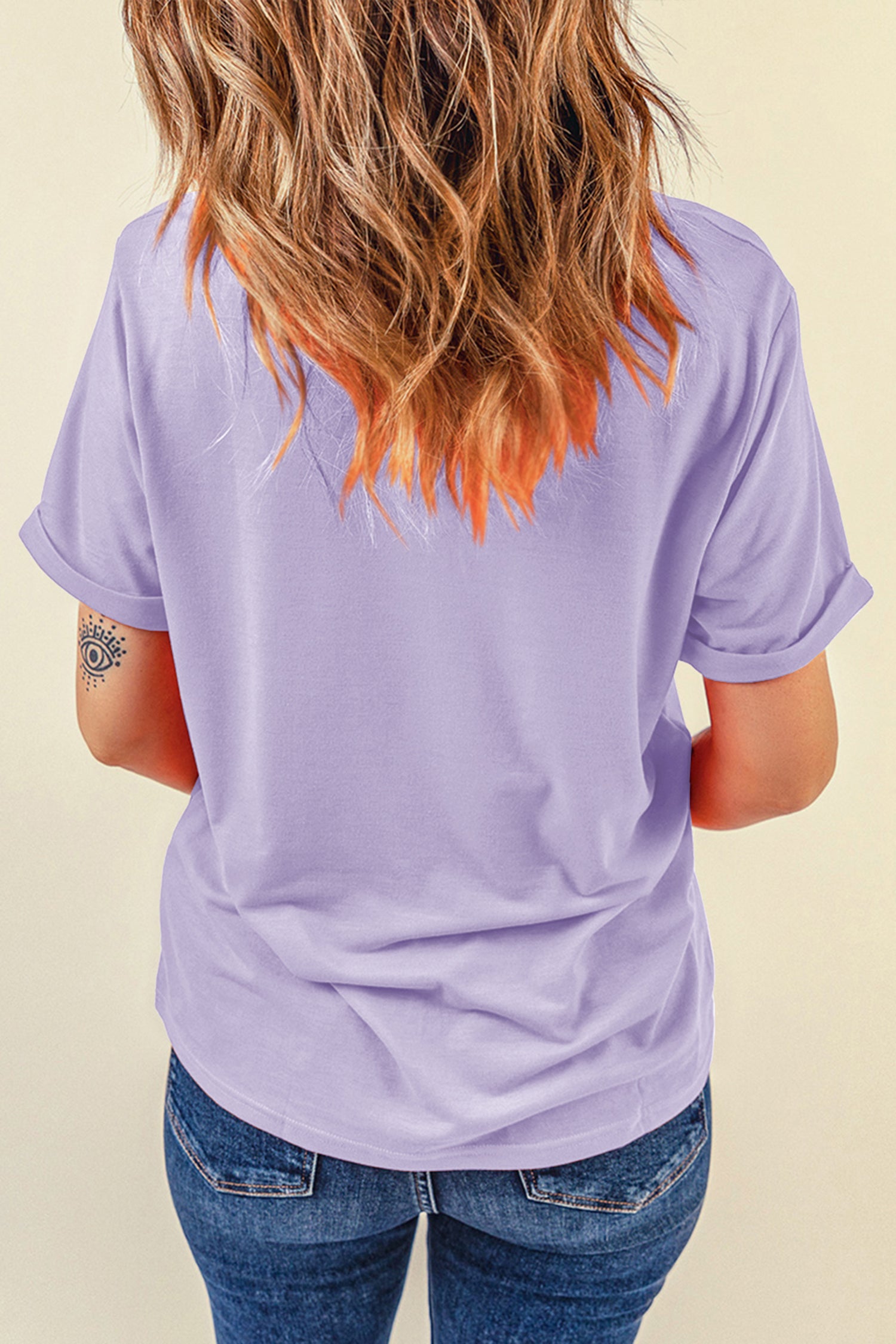 Dearlove Red Casual Plain Crew Neck Tee