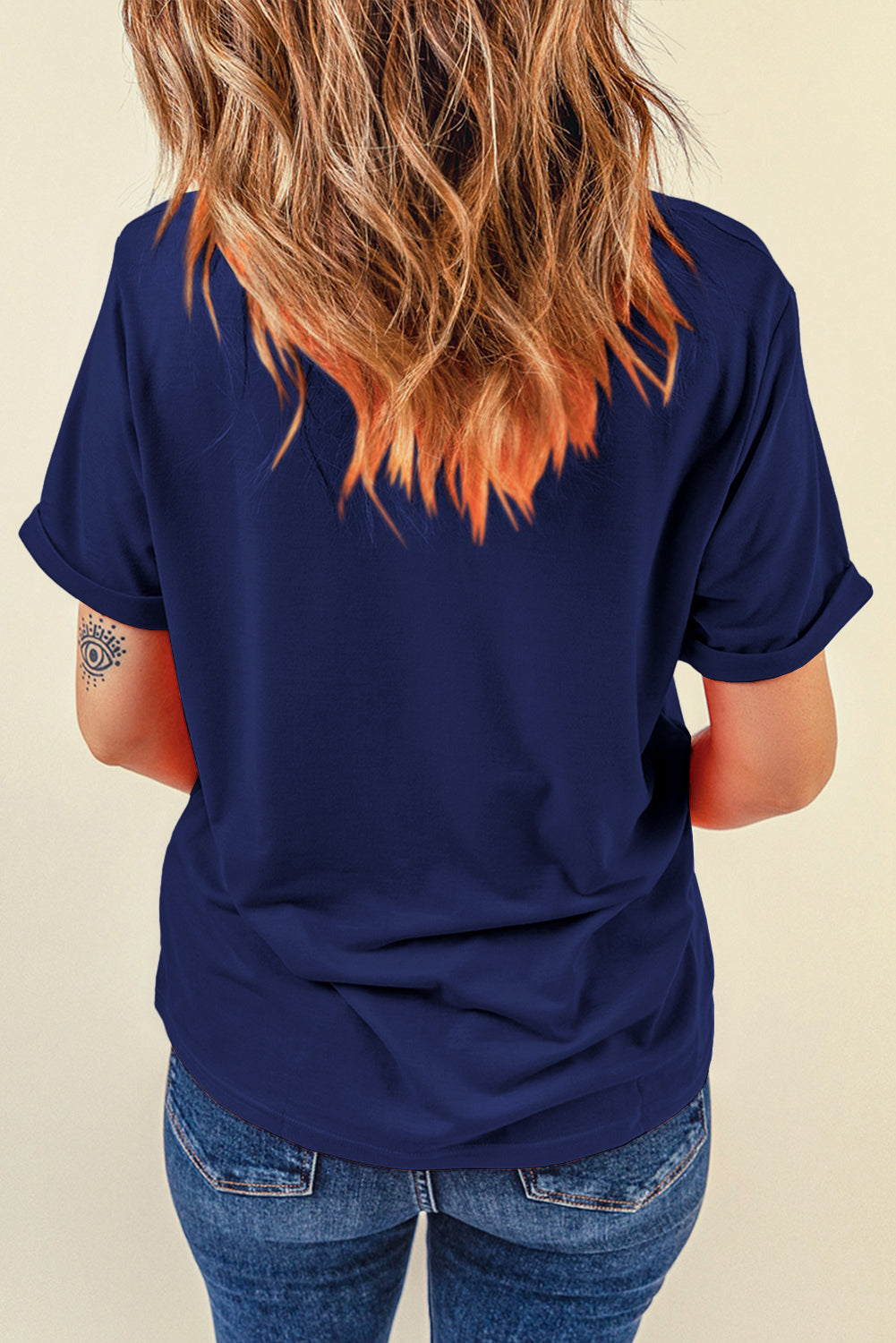Dearlove Red Casual Plain Crew Neck Tee
