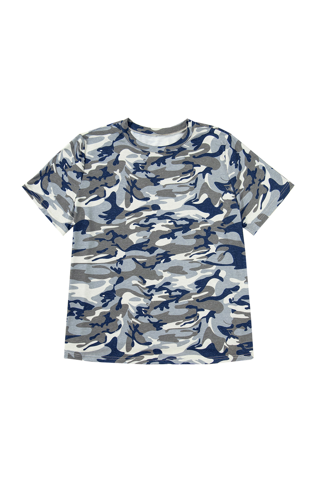 Green Plus Size Camo Print Crew Neck Short Sleeve Tee