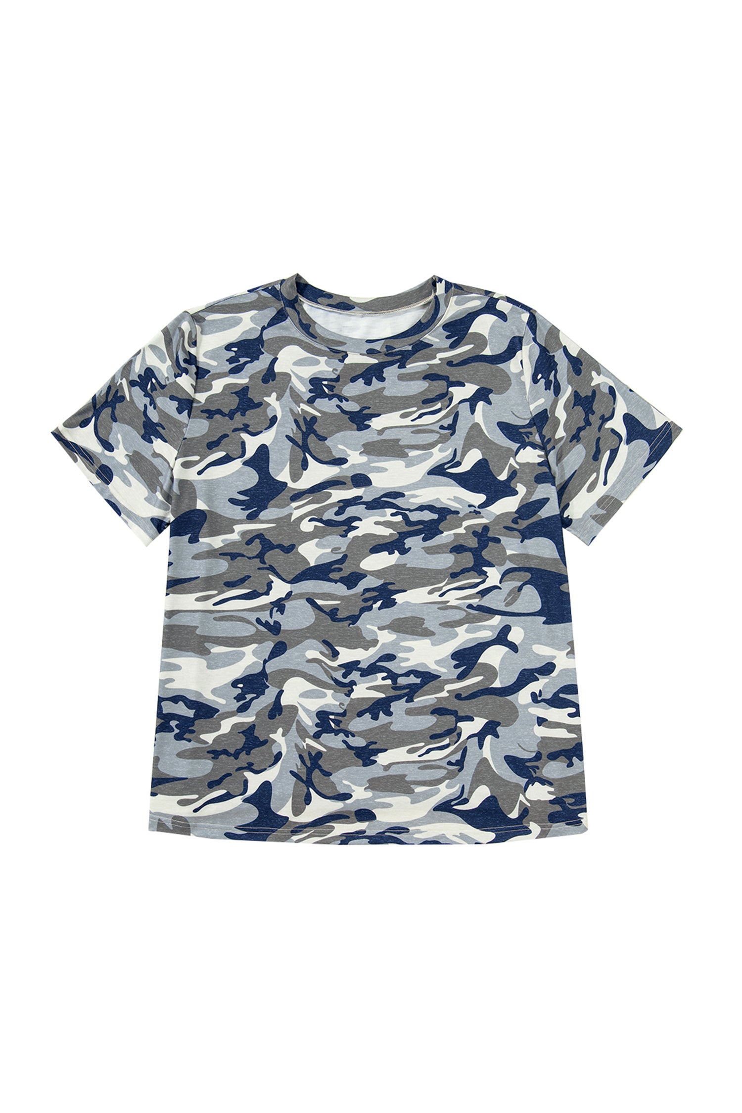 Green Plus Size Camo Print Crew Neck Short Sleeve Tee
