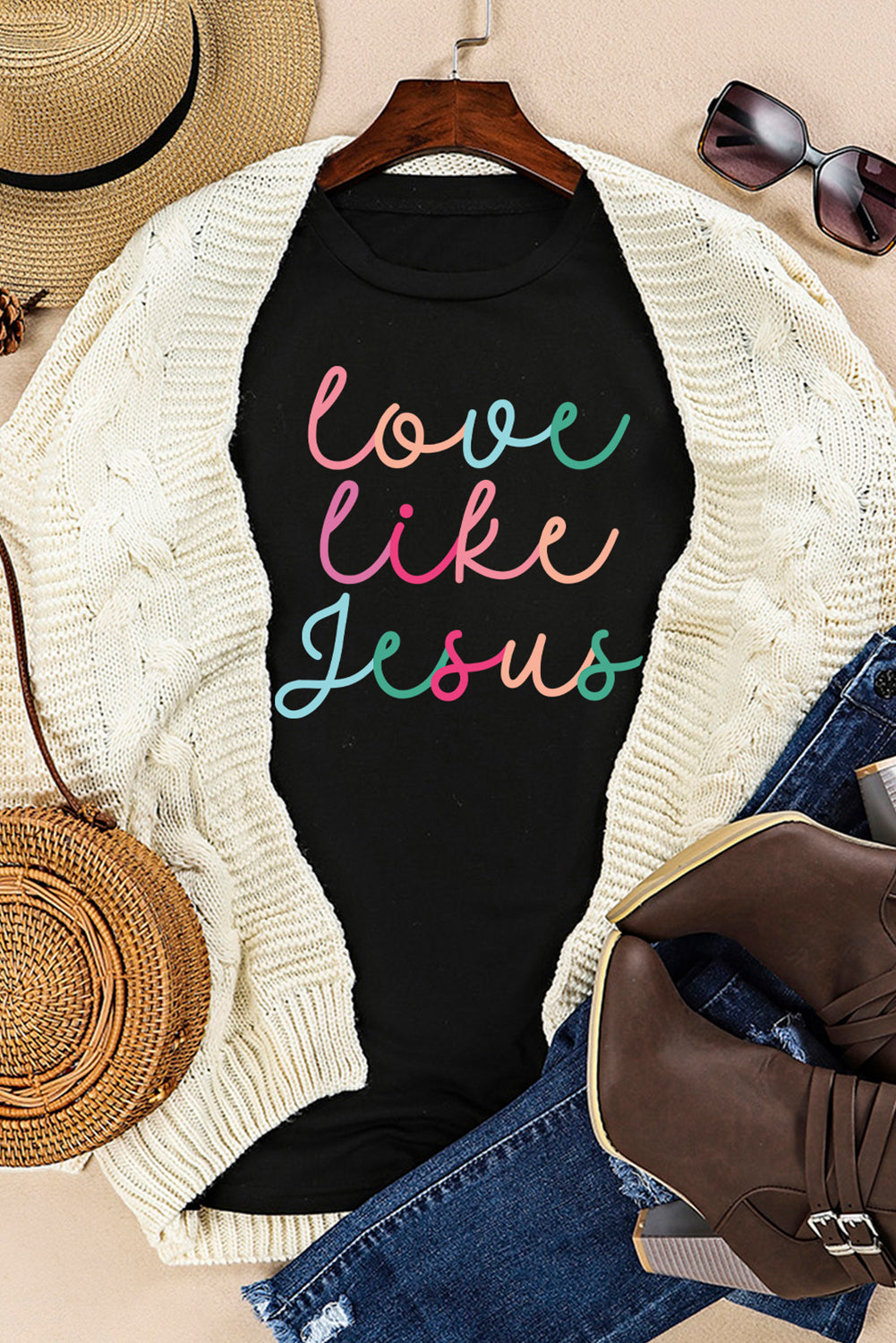 Love Like Jesus Graphic Crewneck Tee – Black