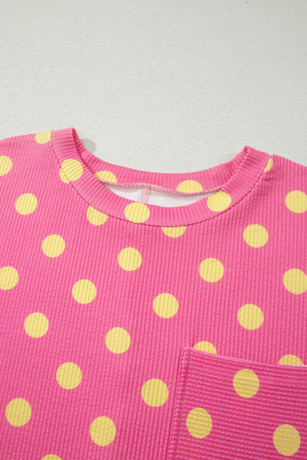Sky Blue Twisted Rib Polka Dot Print Plus Size T Shirt