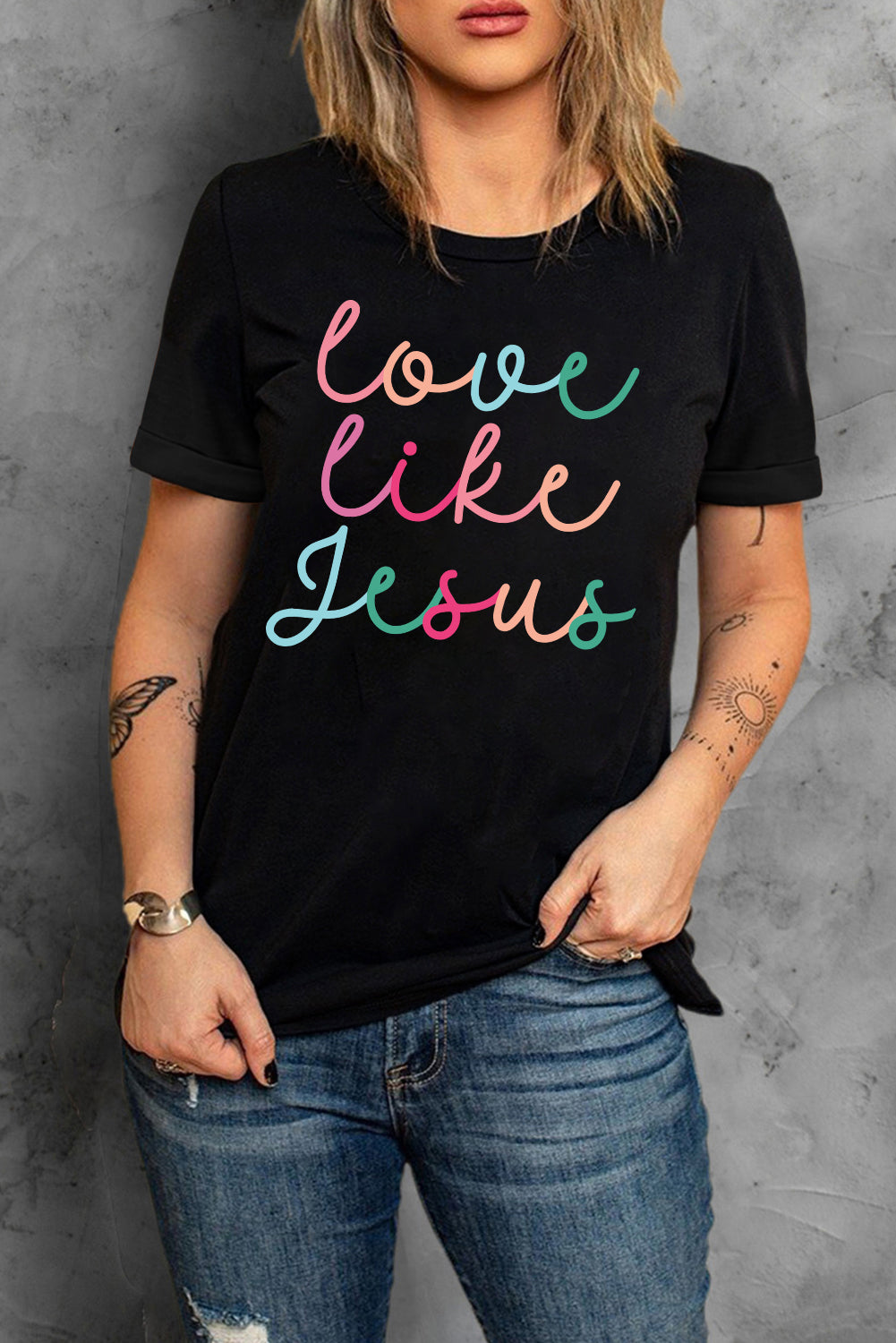 Love Like Jesus Graphic Crewneck Tee – Black