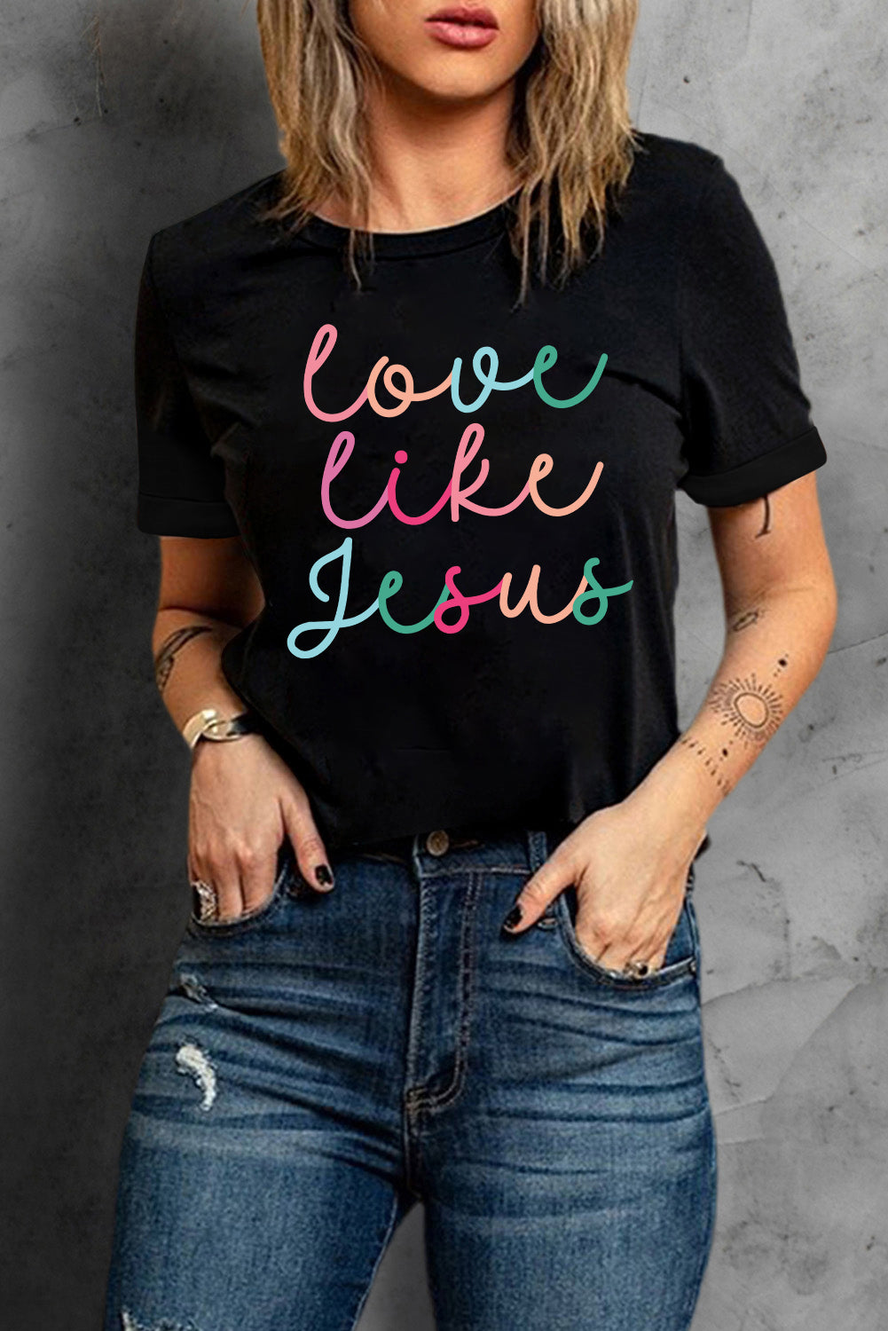 Love Like Jesus Graphic Crewneck Tee – Black