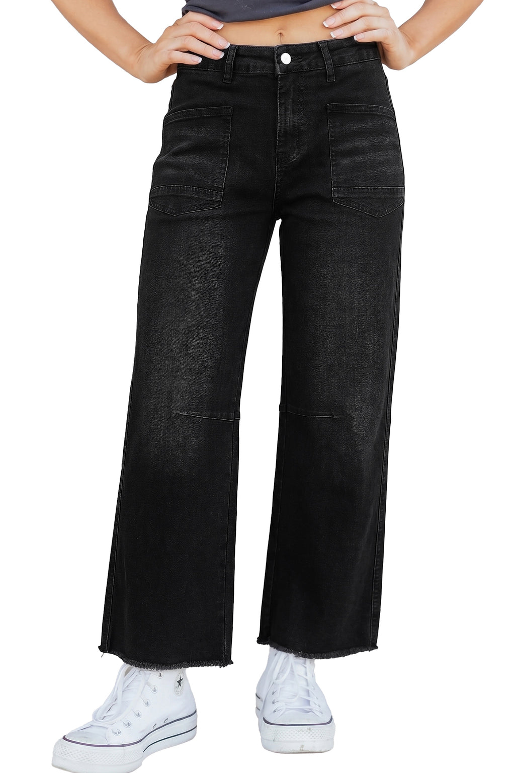 Beau Blue Frayed Cropped Straight Jeans