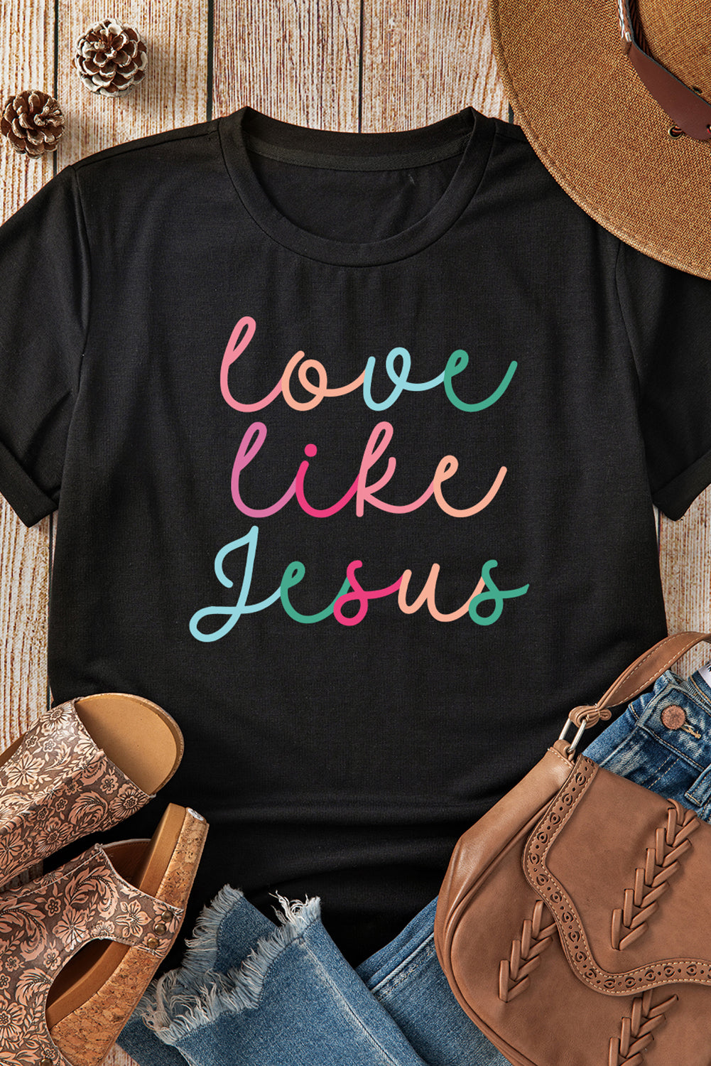 Love Like Jesus Graphic Crewneck Tee – Black