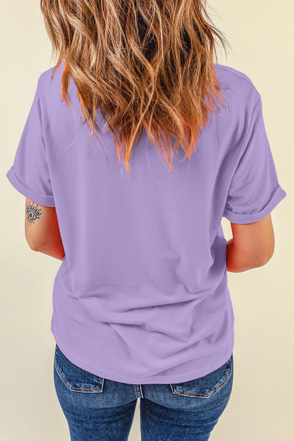 Dearlove Red Casual Plain Crew Neck Tee