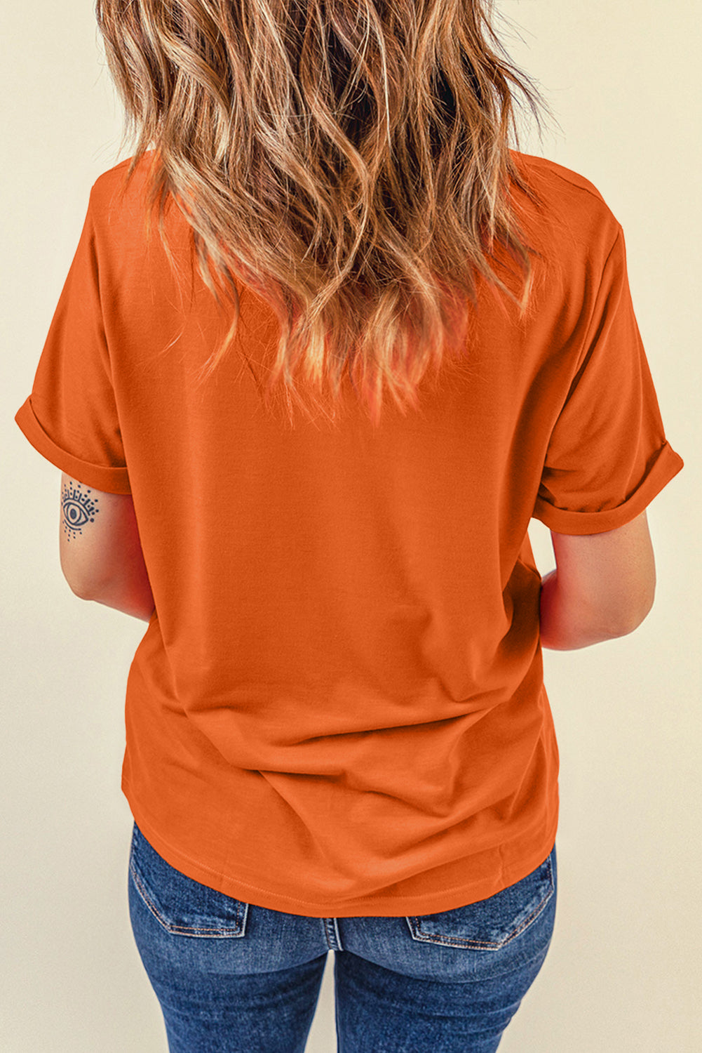 Dearlove Red Casual Plain Crew Neck Tee