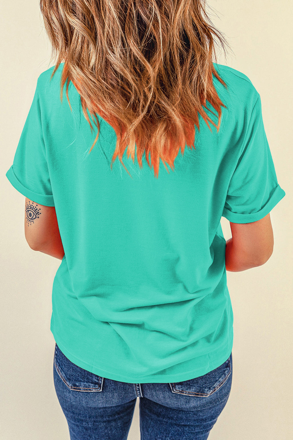 Dearlove Red Casual Plain Crew Neck Tee