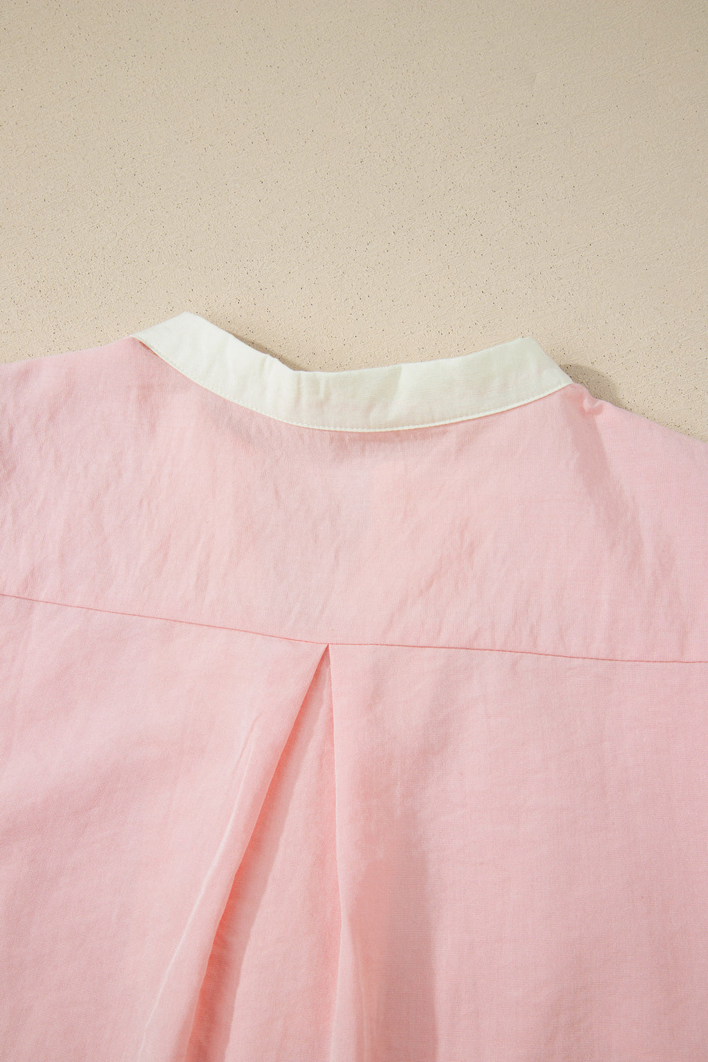 Light Pink Scallop Color Block Trim Puff Sleeve Mini Dress