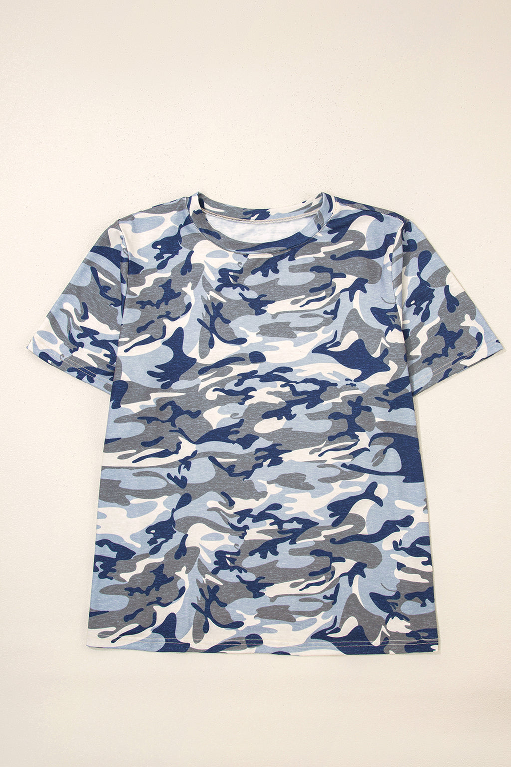 Green Plus Size Camo Print Crew Neck Short Sleeve Tee