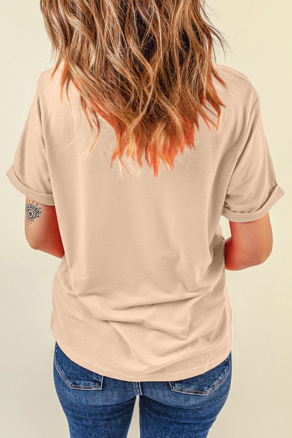 Dearlove Red Casual Plain Crew Neck Tee