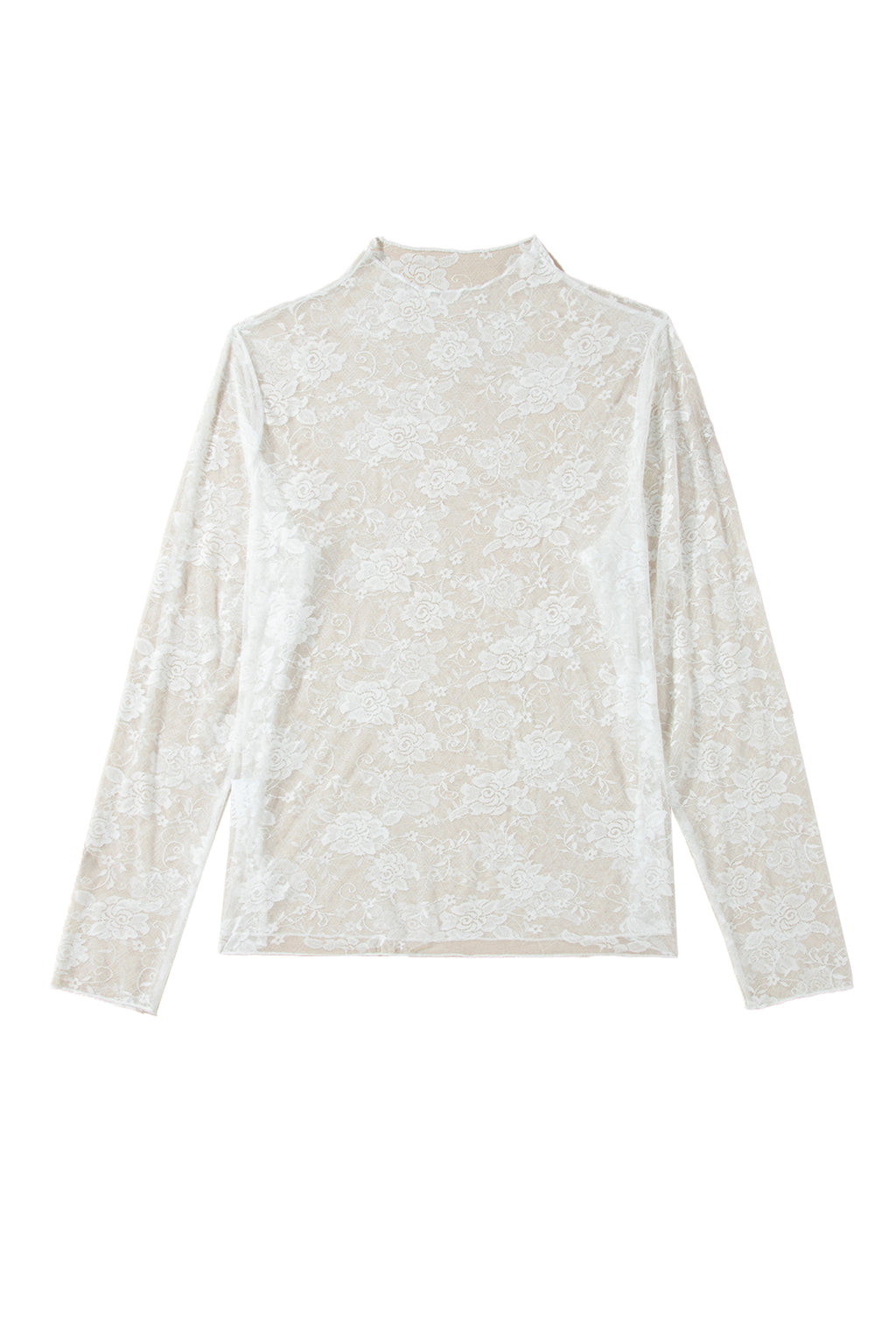 Black Plus Size Floral Mesh Long Sleeve Top