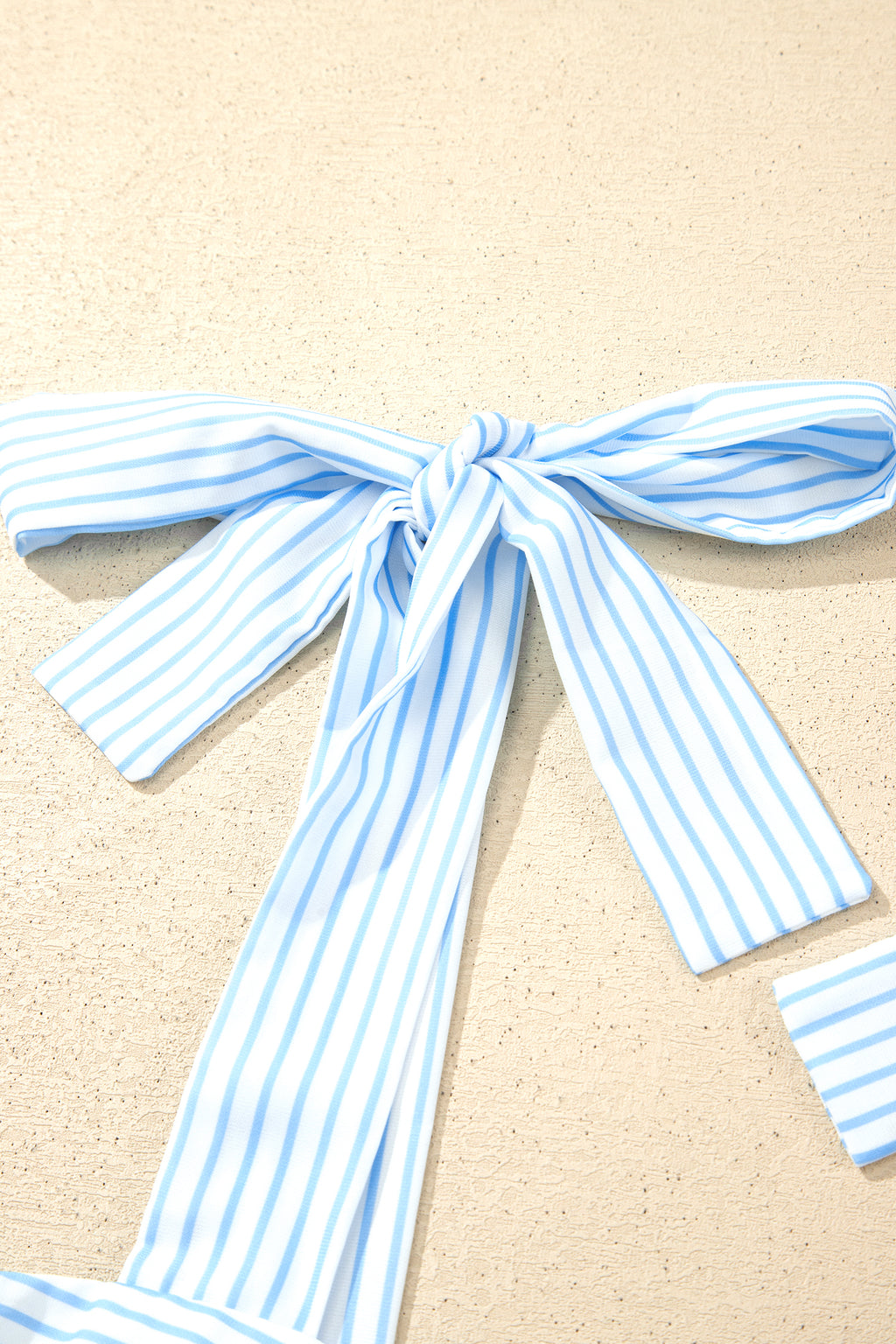 Sky Blue Floral Striped Patchwork Knot Straps 2pcs Short Set